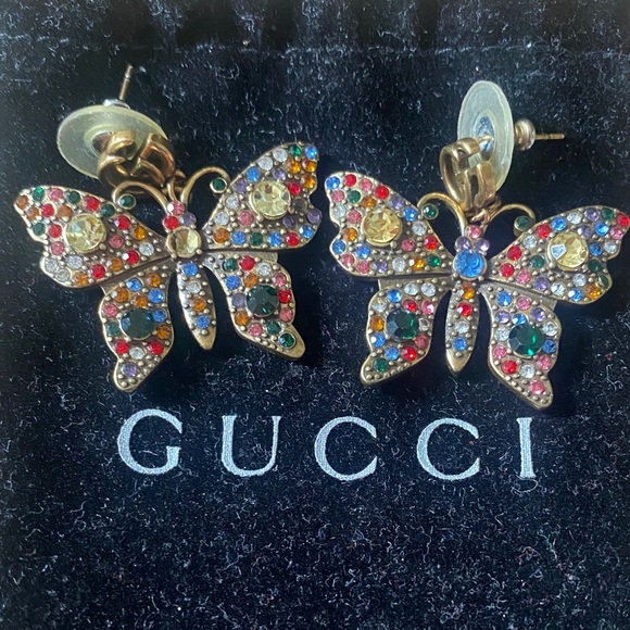 Vintage Gucci Vibrant Butterfly Earrings - Picture 1 of 5